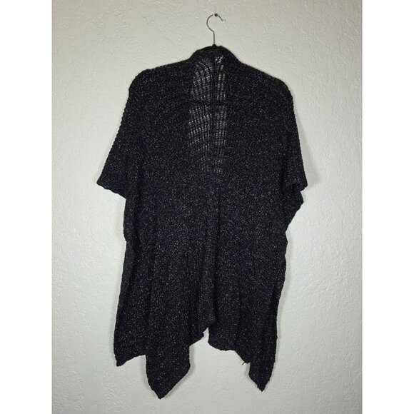 Chicos Knit Multi Use Wrap, Shawl, Cape Poncho Blue Metall Size One Size Boho - Picture 6 of 8